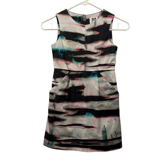 Milly Minis Girls Beige, Black & Pink Sleeveless Zip Back Shift Dress Pockets 8 - Picture 1 of 8